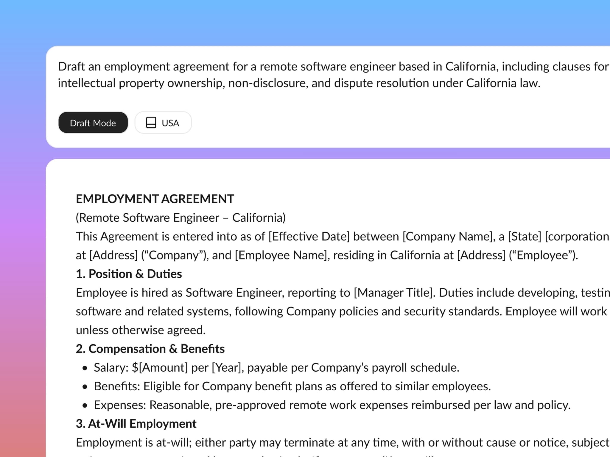 AI Legal Drafting Preview