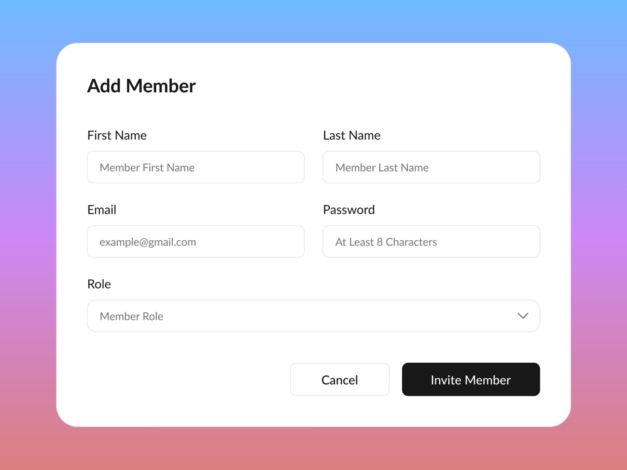 Team Member Management Interface